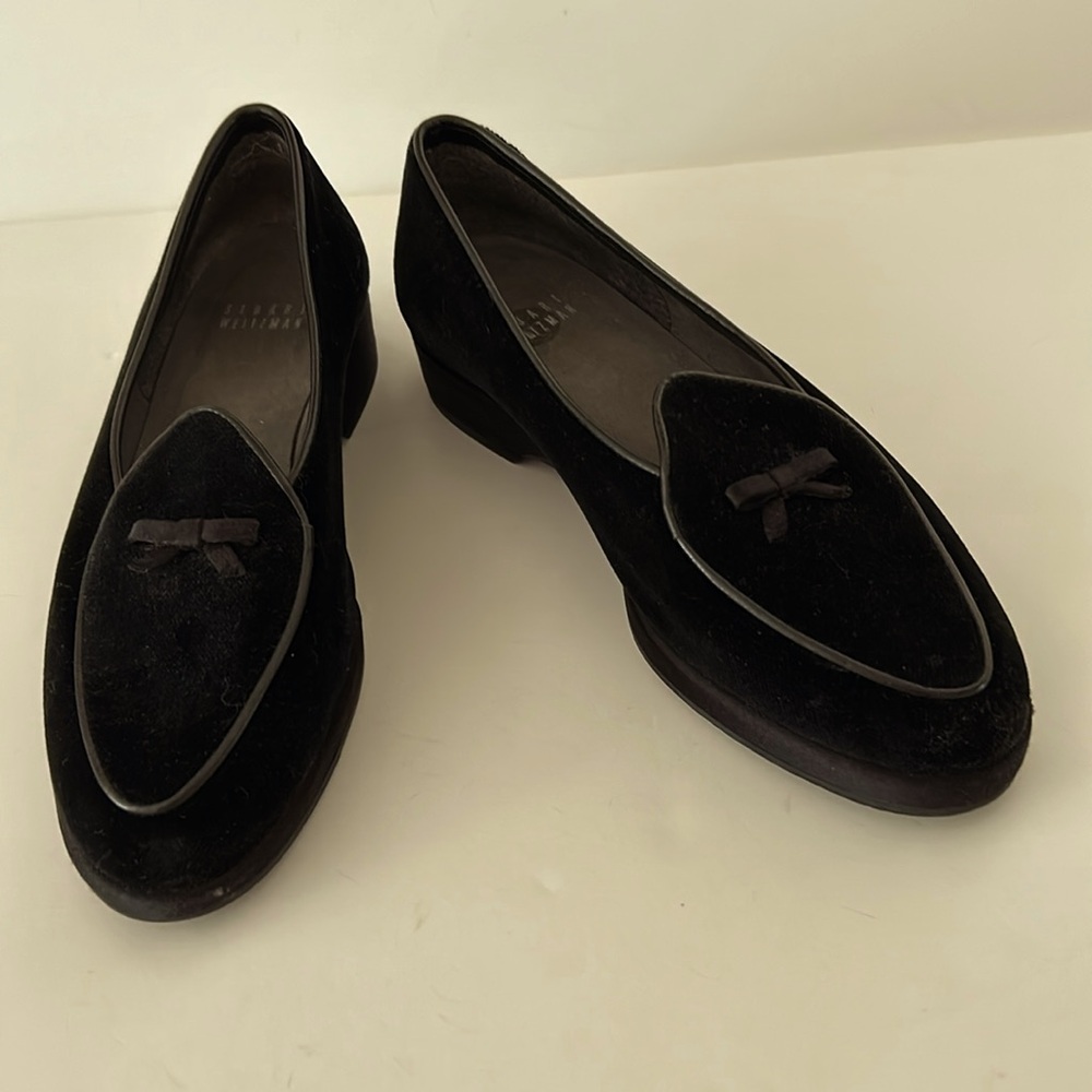 Stuart Weitzman | Black Velvet Loafers w/Bow